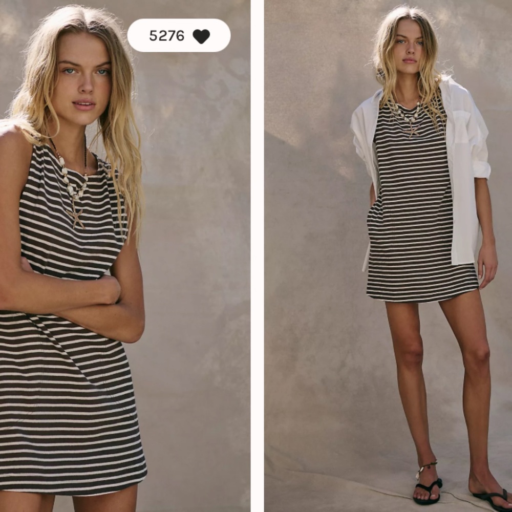 Free People Black and White Striped Mini Dress